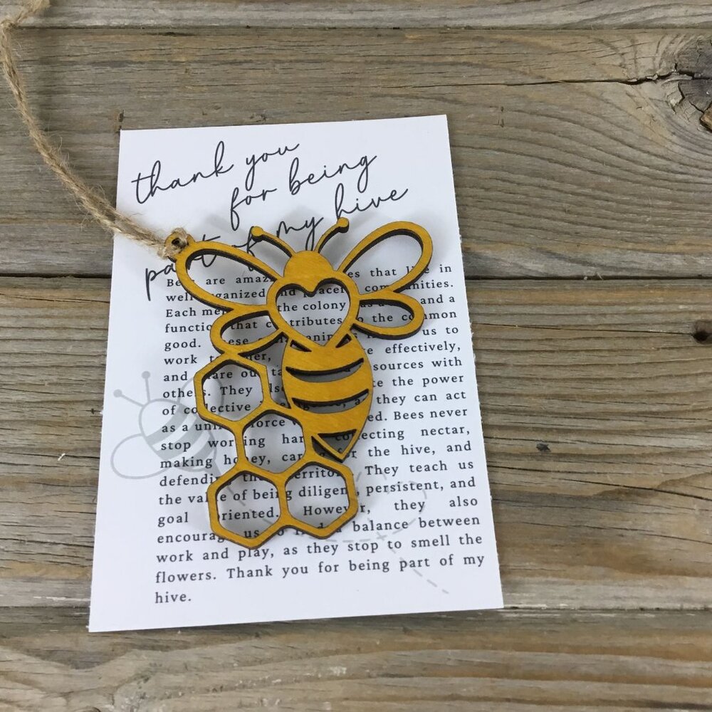 Bee Story Card Ornament - "Thank you for being a part of my hive"